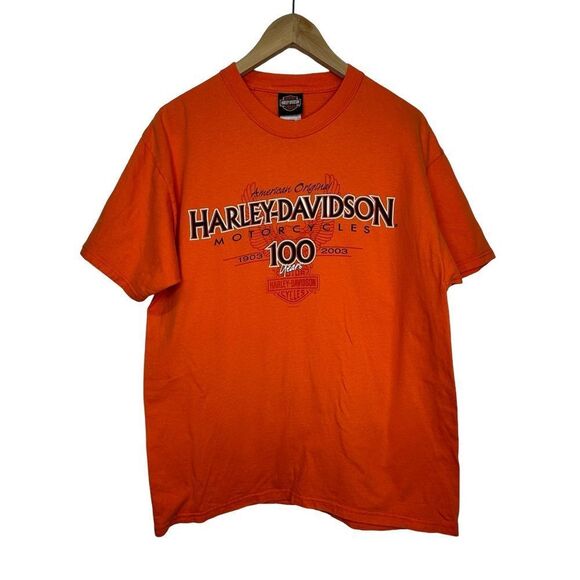 HARLEY-DAVIDSON Motorcycles Orange ZYLSTRA Tshirt Men’s Size Large - Picture 1 of 11